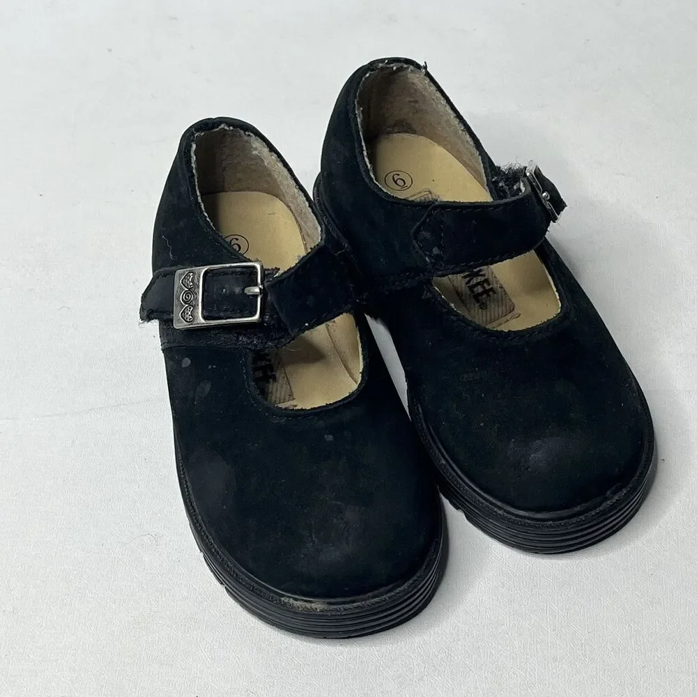 Cherokee Black Suede Mary Janes Shoes  Little Girls Size 6